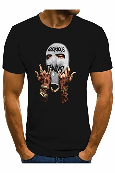 LAND MODA Unisex Print Λεπτομερές Oversize απλό μπλουζάκι