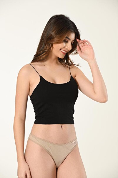 BUTİK1AVM Γυναικείο λουράκι από σχοινί Crop/Body χτενισμένο βαμβακερό ύφασμα