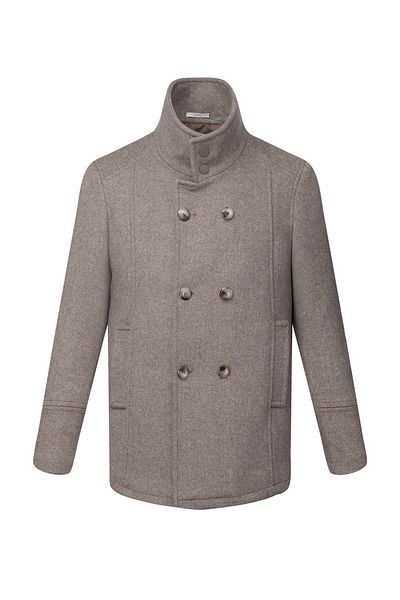 Hatemoğlu Brown Slim Fit Double Breasted Woolen Cashmere Coat