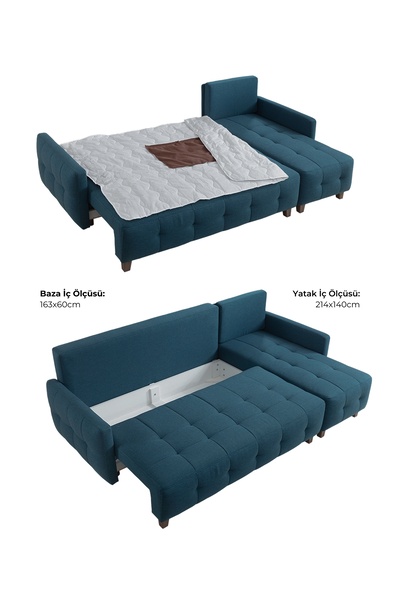 Velura Home & Living Orion Köşe Koltuk Takımı & L Koltuk (SANDIKLI & YATAKLI) Antrasit & Köşe Takımı