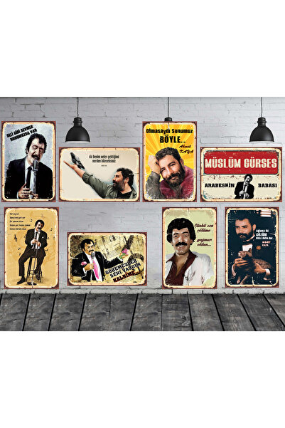 TAKIFİX Müslüm Gürses Ahmet Kaya Sözleri 8 Adet 20x30 CM Ahşap Tablo SETİ