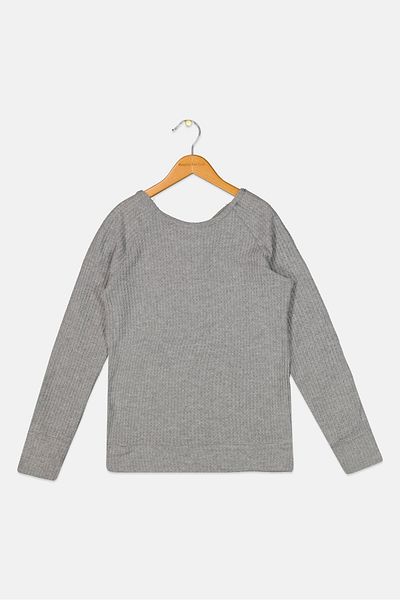 Nine 1 Eight Kids Girl Jacquard Long Sleeve Sweatshirts, Grey