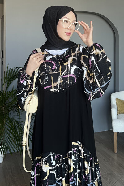 SaklıButik Garnished Casual φόρεμα - Μοτίβο ρίγες SK-8473