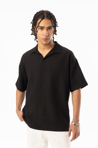 EGHO Thick Braided Twill Fabric Men's Polo Neck T-Shirt, Men's Polo Neck T-Shirt