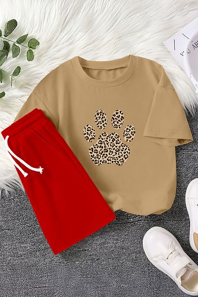 MYADA Premium Leopard Pattern Dog Print 2-Piece Children's Set 23456