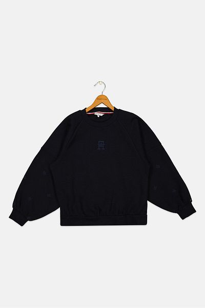 Tommy Hilfiger Kids Girl Embroidered Long Sleeve Sweatshirt, Navy