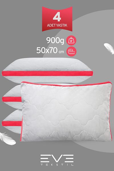 Eve Tekstil 4 Pcs Klimax Pink Series Sheathed Zippered, Anti-Allergic Silicon Nano Veliçe (Diamond) Folder 50X70Cm
