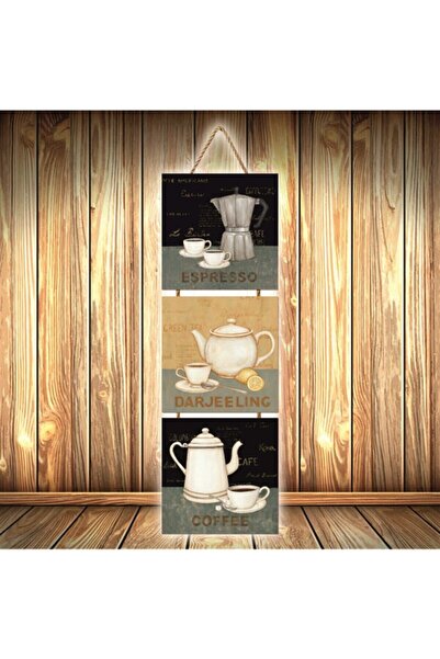 hazalshop Αφίσα Καφέ Τριπλή Retro Ξύλινη Ü316