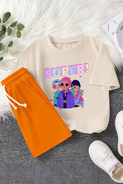 MYADA New Season Colorful Graffiti Super Anime Printed 2-Piece Children's Set 23471
