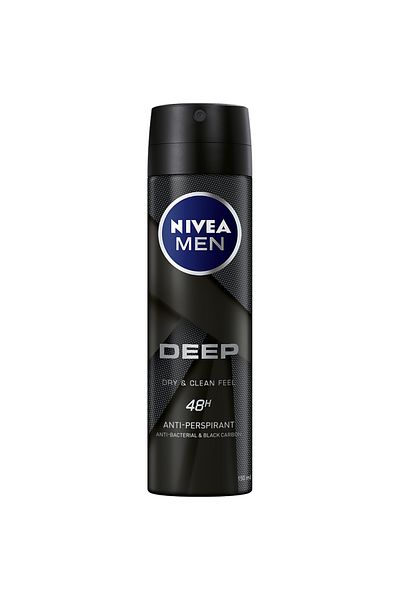 NIVEA بخاخ مزيل للتعرق للرجال، شعور بالجفاف والنظافة، 150 مل، انتعاش يدوم طويلاً