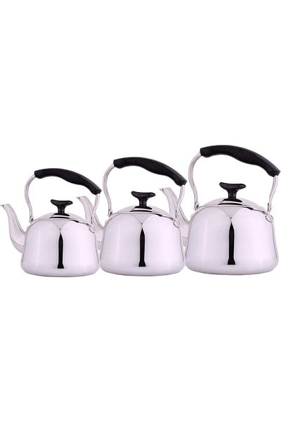 ALSAIF 3-piece teapot set, durable and elegant, ideal for serving tea and other types of tea. Silver color.