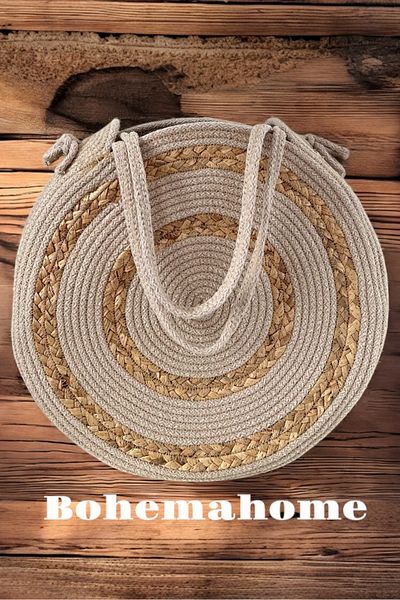 Bohemahomedecor Ψάθινη καθημερινή τσάντα παραλίας Τσάντα αγορών