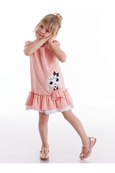 Denokids Rosa Rüschen Mädchen Sommerkleid aus gekämmter Baumwolle