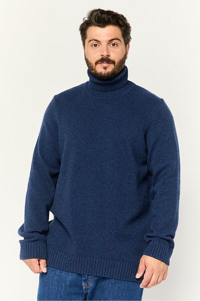 Jules Men High Neck Knitted Sweater, Navy
