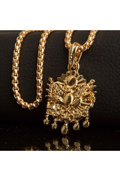 HD POSTER Osmanlı Arma Figürlü Gold Renk Paslanmaz Erkek Çelik Kolye
