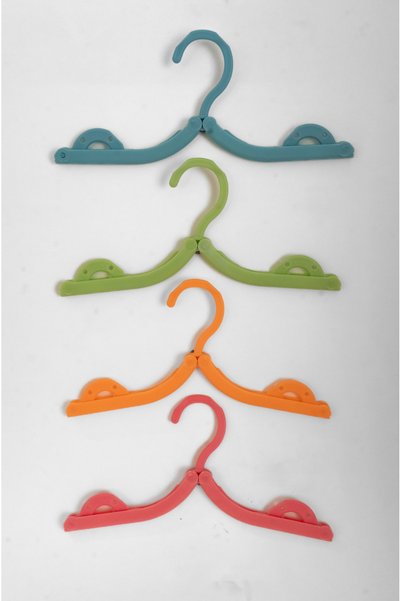 Afthonia 4-Piece Foldable Mini Hanger with Hooks - Colorful Mini Plastic Hanger - Practical for Children and Adults