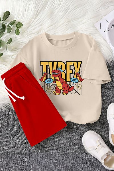 MYADA New Season T-Rex Dinosaur Printed 2-Piece Children's Set 23389