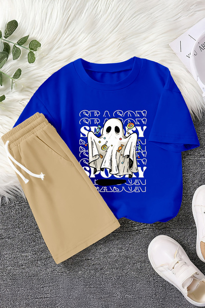 TARZ STİL Special Design Halloween Concept Candy Printed 2-Piece Children's Set 22670