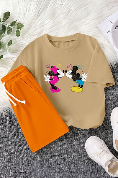 MYADA New Season Cheerful Cartoon Characters Printed 2-Piece Children's Suit 23402
