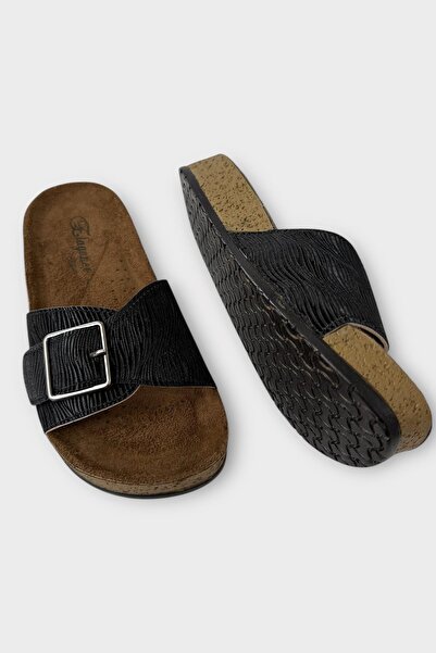 Liger Жіночі щоденні тапочки з регульованою пряжкою, стильні ортопедичні літні тапочки для дому, пляжу та відпустки, ЧОРНІ