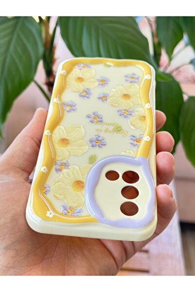 Fibaks Oppo A74 Case Designed Patterned Camera Protection Daisy Flower Colored Silicone Cover