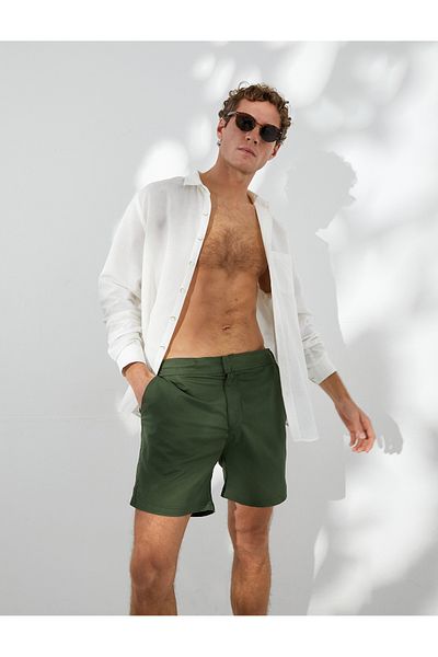 Koton Badeanzug-Shorts, elastische Taille, Tasche detailliert