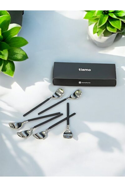 Tiamo ملعقة شاي أمور سوداء لـ 6 أشخاص