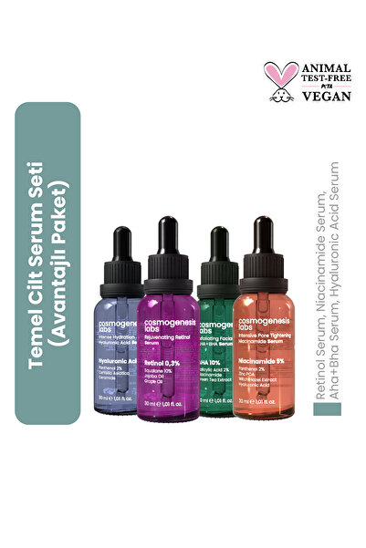 Cosmogenesis Labs Temel 4'lü Cilt Serum Seti Vegan (AVANTAJLI PAKET)