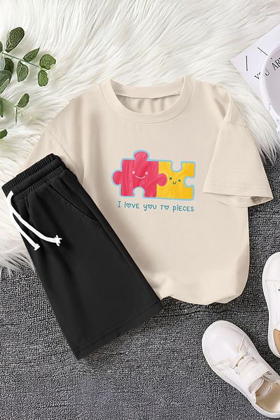 MYADA New Season I Love You Written Puzzle Printed 2-Piece Children's Set 23476