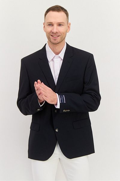 Tommy Hilfiger Men Regular Fit Solid Semi Formal Blazer, Navy
