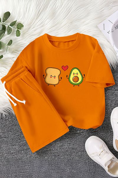 MYADA New Season Avocado and Characters Printed 2-Piece Children's Suit 23468