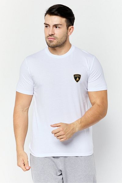 Lamborghini Men Sportswear Fit Short Sleeve Outdoor T-Shirt, White