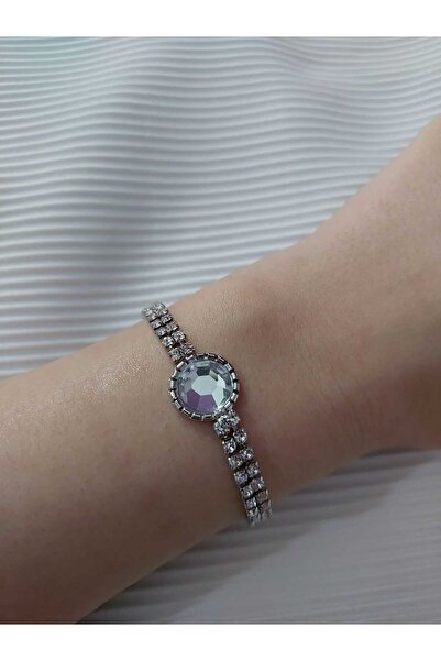 Avcıoğlu Aksesuar اسوارة نسائية حجر واحد موديل دائري حجر كريستال زركون اسوارة...