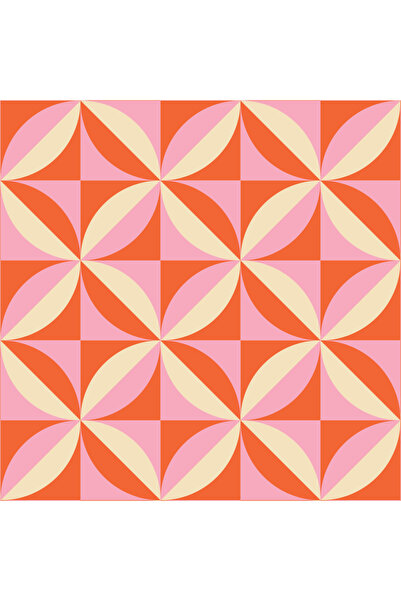 Whenever Company Bej Turuncu Pembe Geometrik Desen Büyük Boy Kare Şifon Pareo...