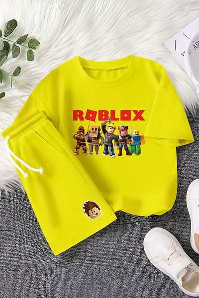 MYADA Premium Fun Roblox Printed Colorful 2-Piece Children's Set 23407