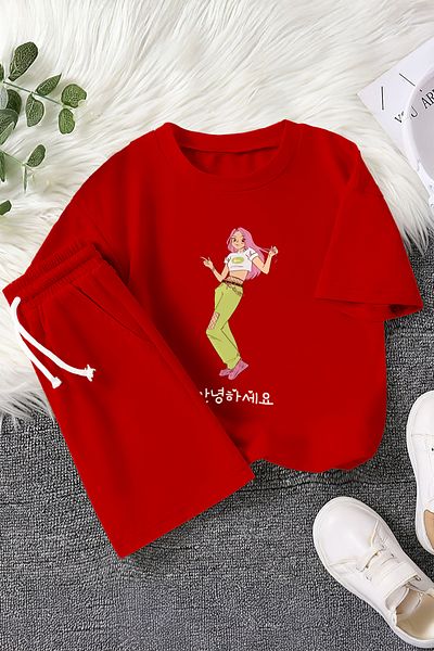 MYADA Set pentru copii din 2 piese cu imprimeu anime premium pentru adolescenți 23459