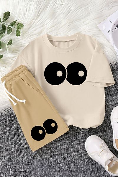MYADA Premium Suspicious Eyes Printed 2-Piece Children's Suit 22561