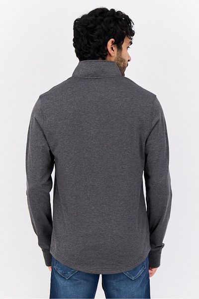 motion Men Mock Neck Fleece Long Sleeves Sweatshirt, Charcoal Grey