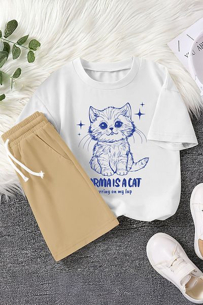 MYADA Set pentru copii Premium Karma is Cat Printed 2 piese 22946