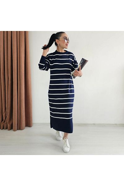 6 butik altı üstü butik Rochie tricotată din lycra cu dungi