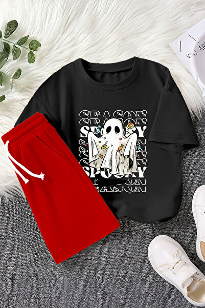 TARZ STİL Special Design Halloween Concept Candy Printed 2-Piece Children's Set 22670