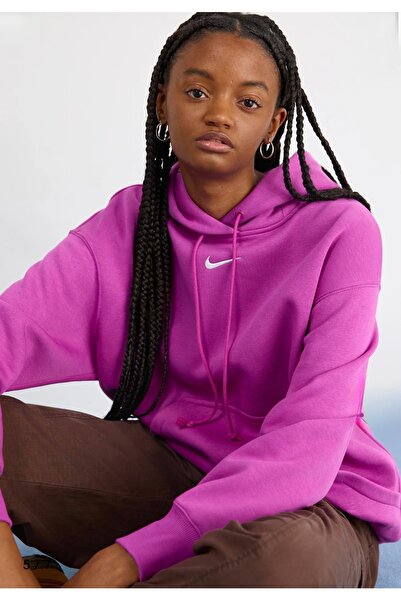 Nike Sportswear Phoenix Fleece Oversized Pullover Hoodie Pembe Kadın Sweatshirt
