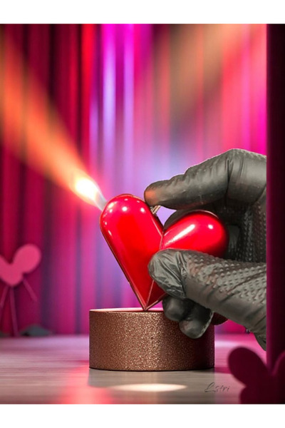 lstri Kırmızı Gazlı Kalp Şeklinde Çakmak