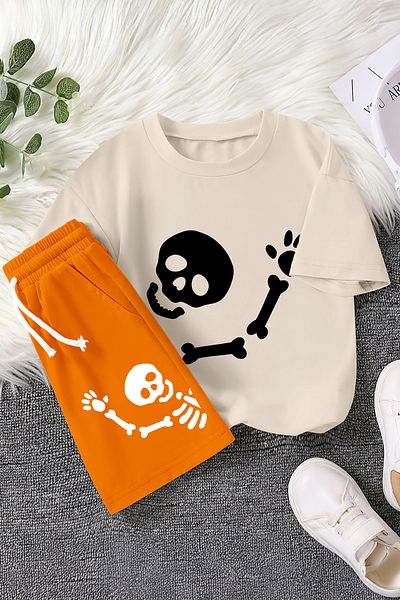 MYADA New Season Cute Skeleton Printed 2-Piece Children's Suit 23466