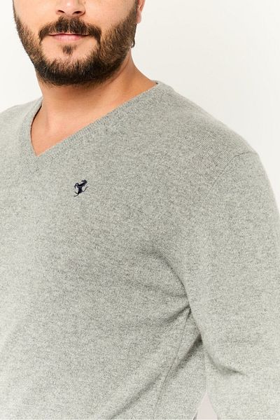 Ferrari Men Embroidered Logo Cashmere Sweater, Grey