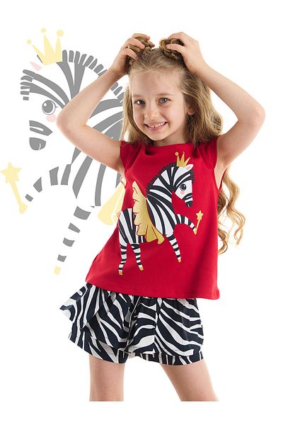 Denokids Ballerina-Zebra-T-Shirt-Shorts-Set für Mädchen