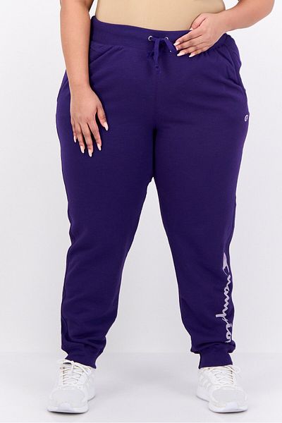 Champion Women Plus Size Brand Logo Outdoor Sweatpants, Purple