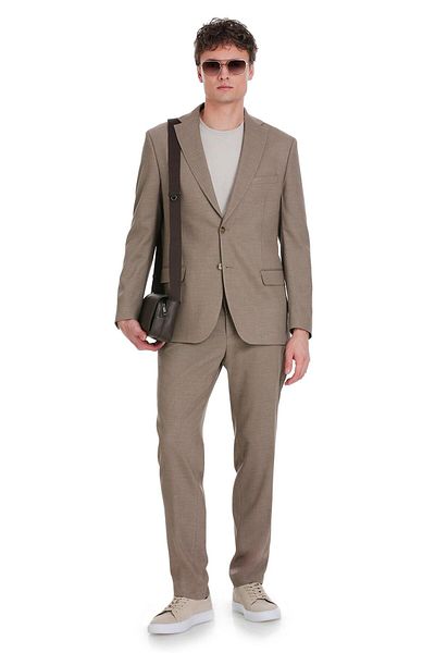 Hatemoğlu Brown Slim Fit Mono Collar Classic Suit