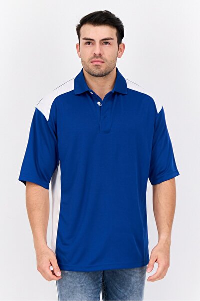 FeatherLite قميص بولو رجالي بقصّة عادية وأكمام قصيرة بلونين، أزرق/أبيض