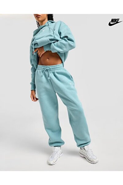 Nike Sportswear Phoenix Fleece High-Waisted Oversized Mavi Kadın Eşofman Altı